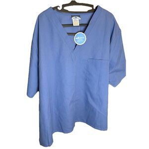 Unisex Scrub Top 3x Ceil Blue Single Pocket With Soil Release‎ Finish